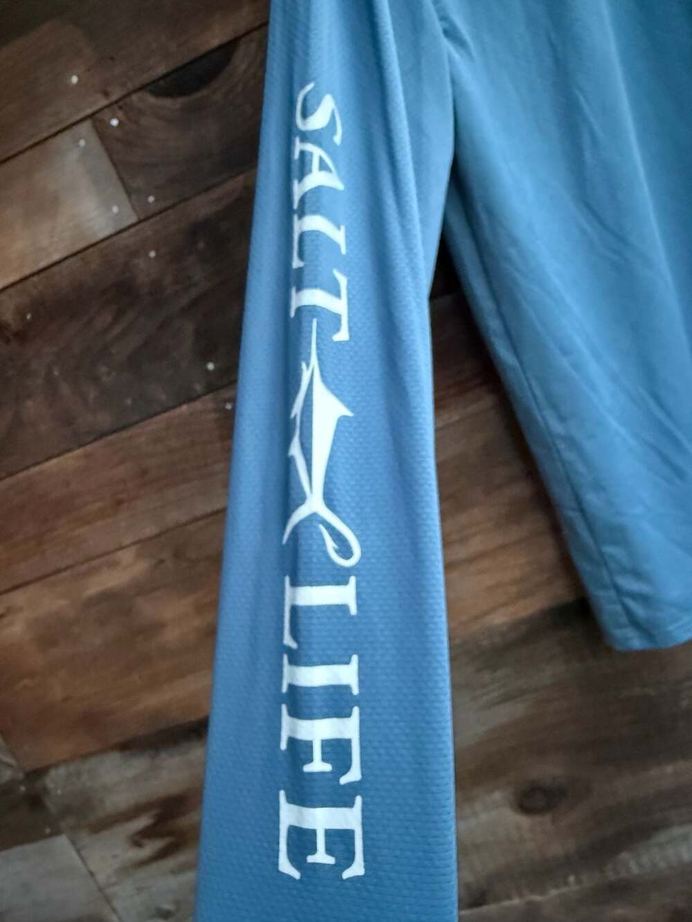 Salt Life SLX Salty Times Ahead UV Vapor Long Sleeve Performance Shirt Blue Sz S - Picture 3 of 6